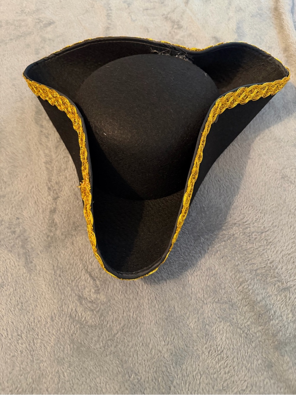 Pirate/ Colonial Hat Black Felt with Gold Trim  Unisex Halloween